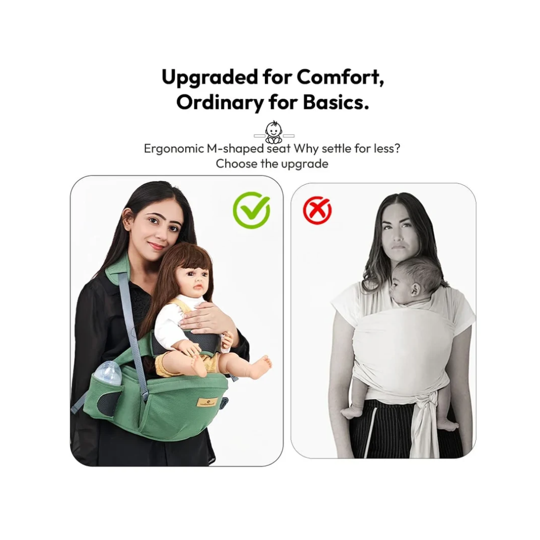 StarAndDaisy 3-in-1 Baby Carrier with Hip Seat, Ergonomic M-Shaped Support, Multiple Carrying Modes & Storage Pockets – Green
