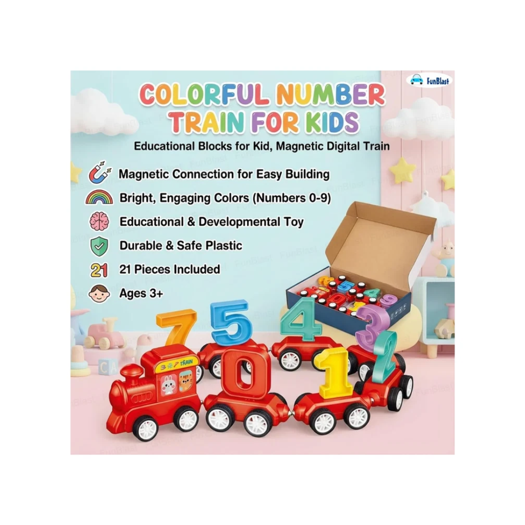 Magnetic Digital Number Train Toy – 21 Pcs Educational Learning Set for Kids 3+
