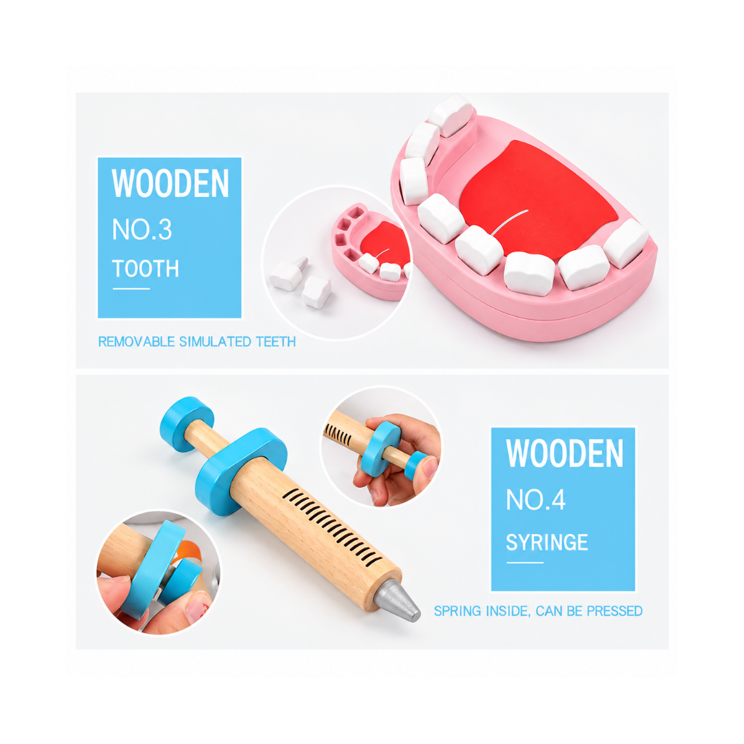 Rainbow Toys Wooden Doctor Dentist Play and Patend Set (Dentist Doctor + Bag)