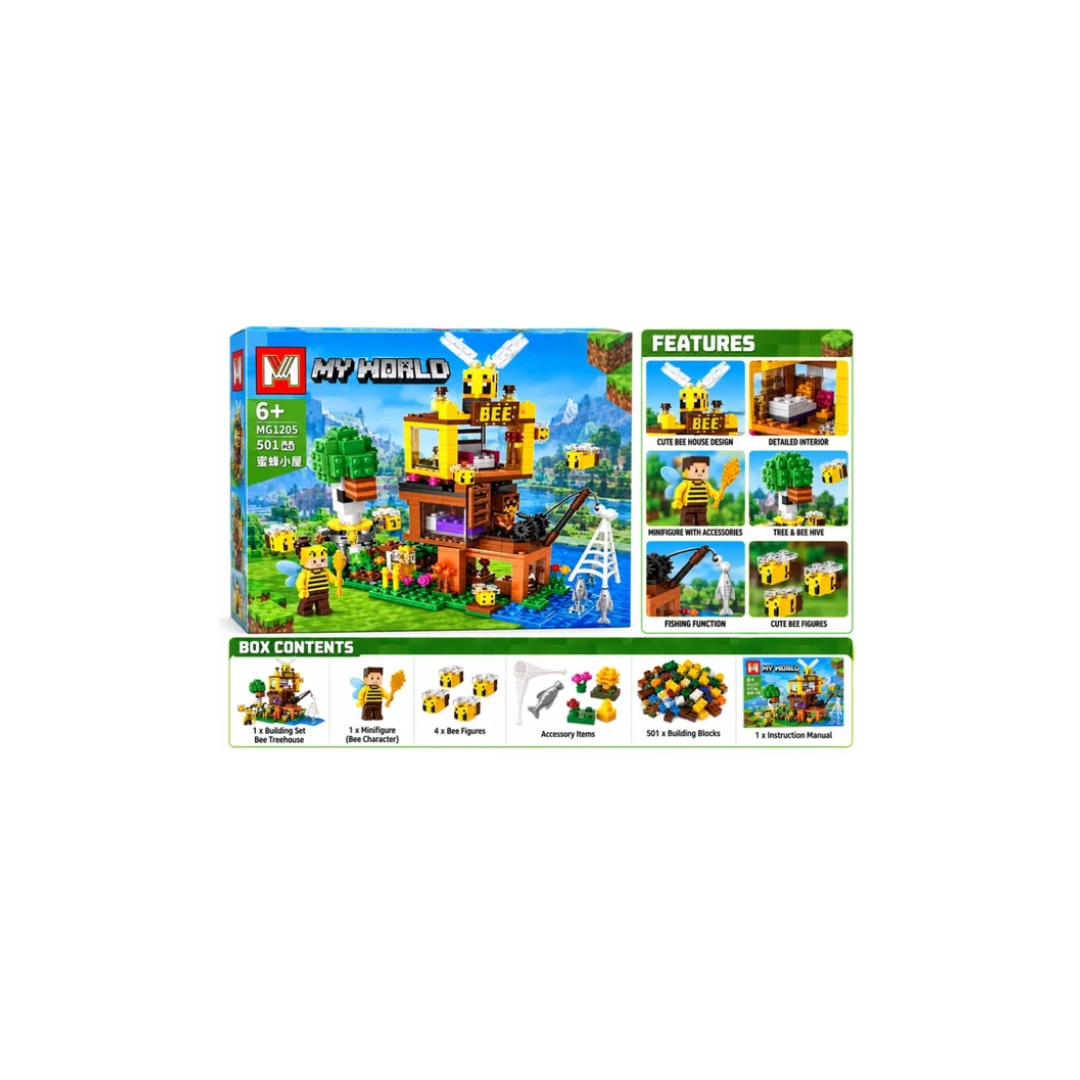 My World Bee House 501 Pcs Building Blocks Set – Creative Honey Bee Treehouse Toy for Kids 6+