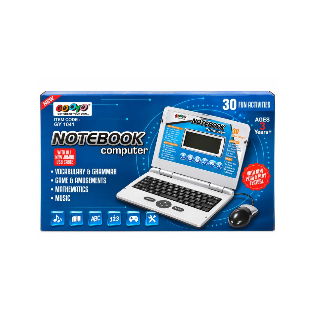 Gooyo Kids Educational Notebook Computer – 30 Fun Learning Activities with USB Cable | 3+ Years