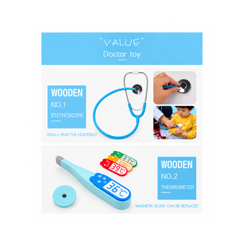 Rainbow Toys Wooden Doctor Dentist Play and Patend Set (Dentist Doctor + Bag)