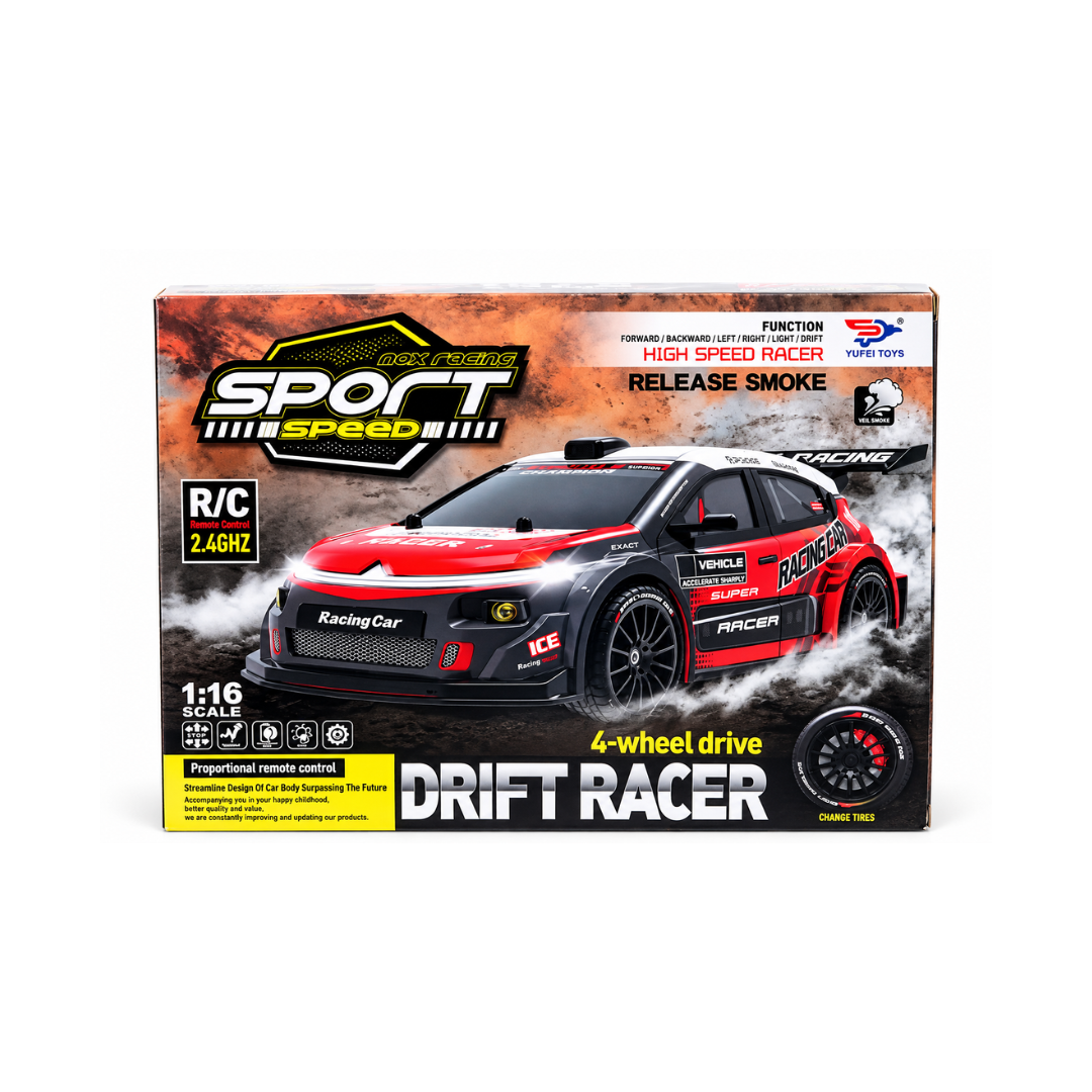 Yufei Toys 1:16 RC Drift Racer Car with Smoke Effect, Lights & 4-Wheel Drive