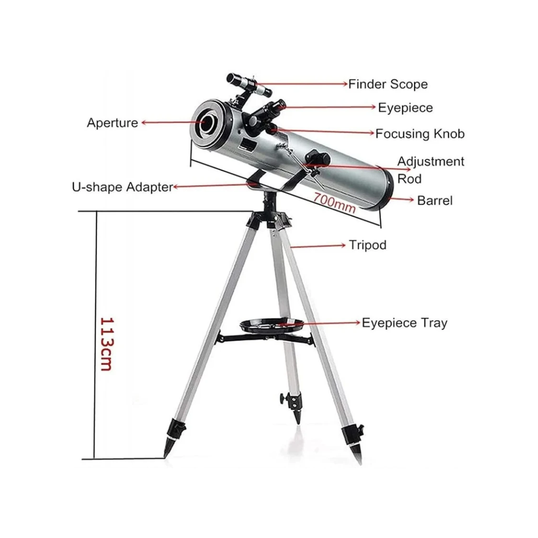 F70060 Astronomical Refractor Telescope 700mm Focal Length with 60mm Aperture & 113cm Adjustable Tripod