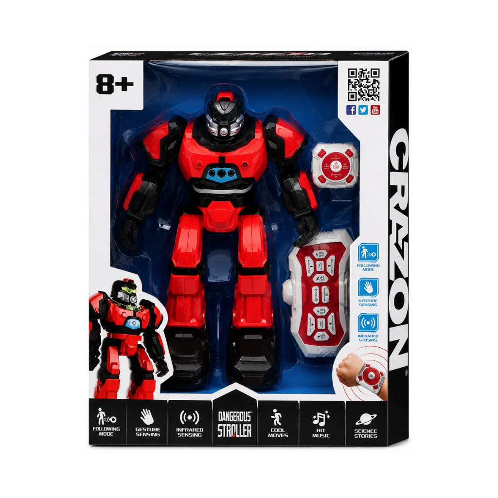 CRAZON Smart Gesture Sensing Robot Toy with Remote Control, Following & Infrared Sensing – 8+ Years