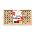 Open Ended My Wooden Stamp Kit – Alphabet Uppercase & Lowercase Educational Stamp Set