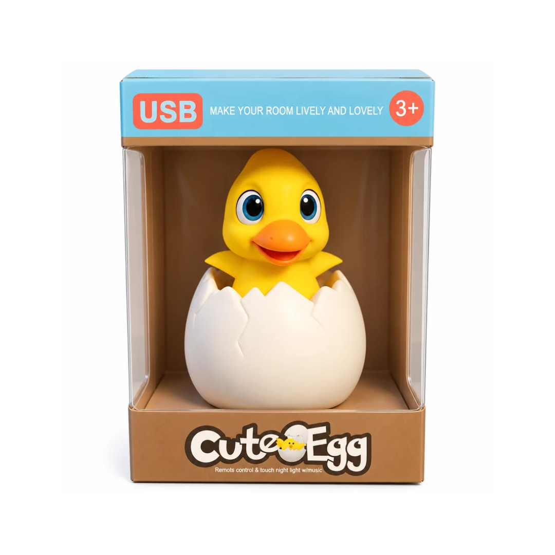 Cute Egg Duck Night Light – USB Rechargeable Touch & Remote Control Lamp with Music for Kids