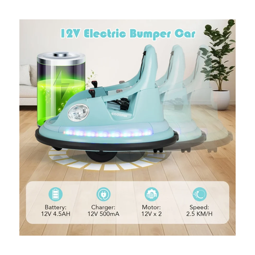 Emorted Bumper Car, 12V Electric Ride on Bumping Dash Car Blue