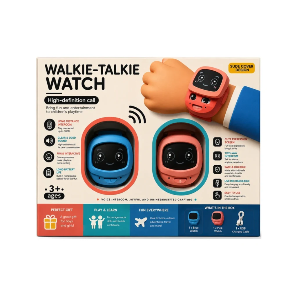 Kids Walkie-Talkie Watch Set – High Definition Voice Intercom Wrist Watches, 3+ Years