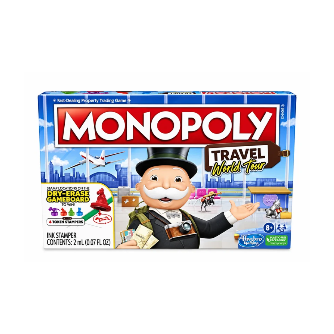 Hasbro Monopoly Travel World Tour Board Game for Kids Ages 8+ | Fast-Dealing Property Trading Family Game