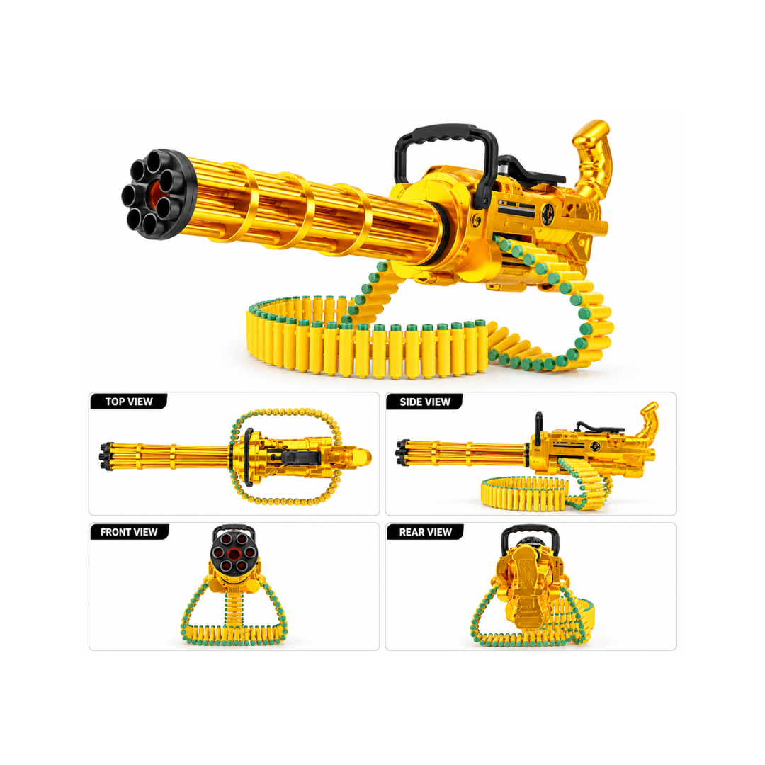lumo Blazestorm Gatling Toy Gun with Soft Bullets & Rotating Barrel