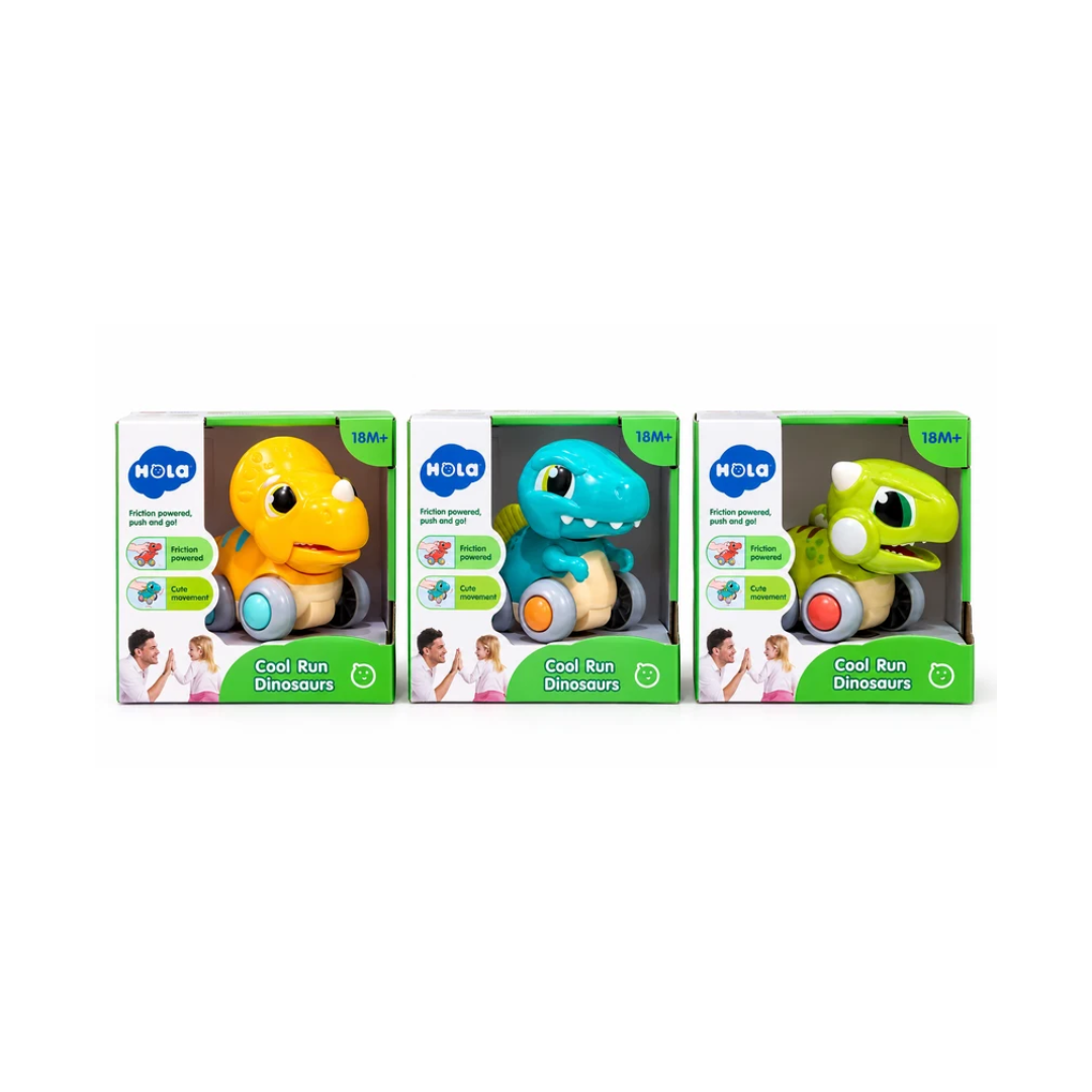 Hola Cool Run Dinosaur Friction Powered Push & Go Dinosaur for Kids Cute Walking Dinosaur Toy Assorted Color