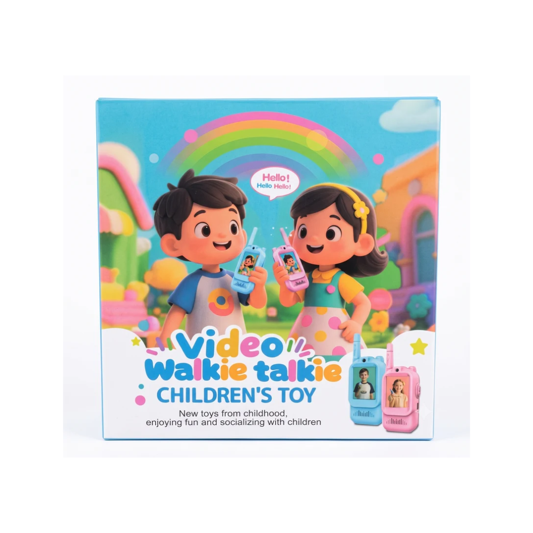 Kids Video Call Walkie Talkie Toy Set with Photo Display – Blue & Pink