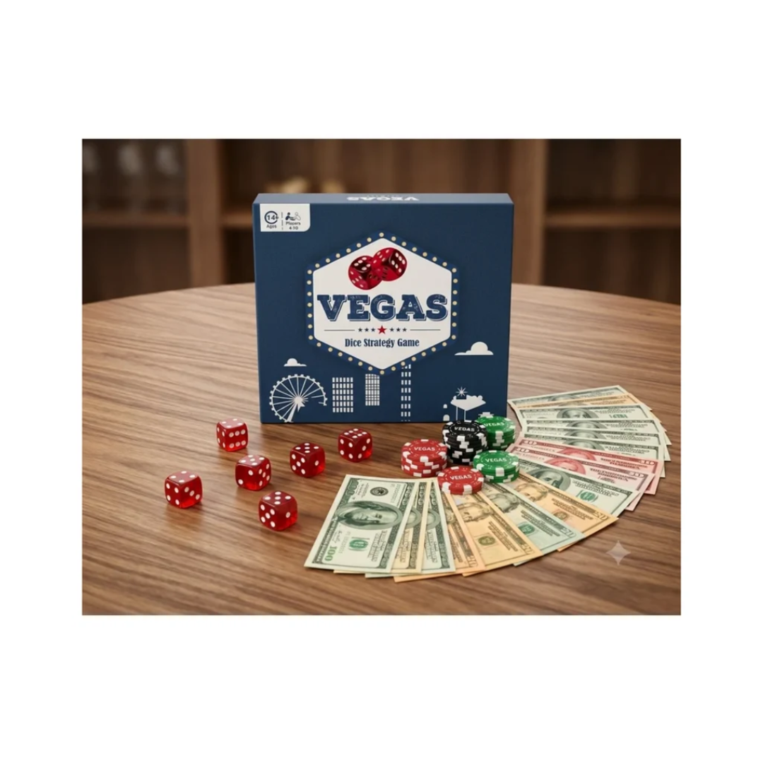 Vegas Dice Strategy Board Game for Groups & Families (4-10 Players, Ages 14+)