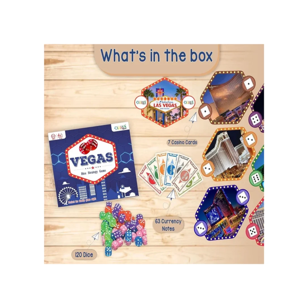 Vegas Dice Strategy Board Game for Groups & Families (4-10 Players, Ages 14+)