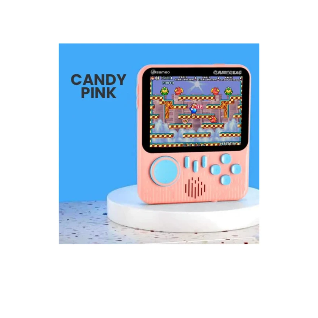 Sameo GameGear Handheld Retro Gaming Console – 666 8-Bit Games 3.5-Inch LCD Screen Pink