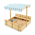 Plum Wooden Sandpit with Adjustable Canopy & Benches | Outdoor Kids Sandbox with Sun Shade | 18 Months+