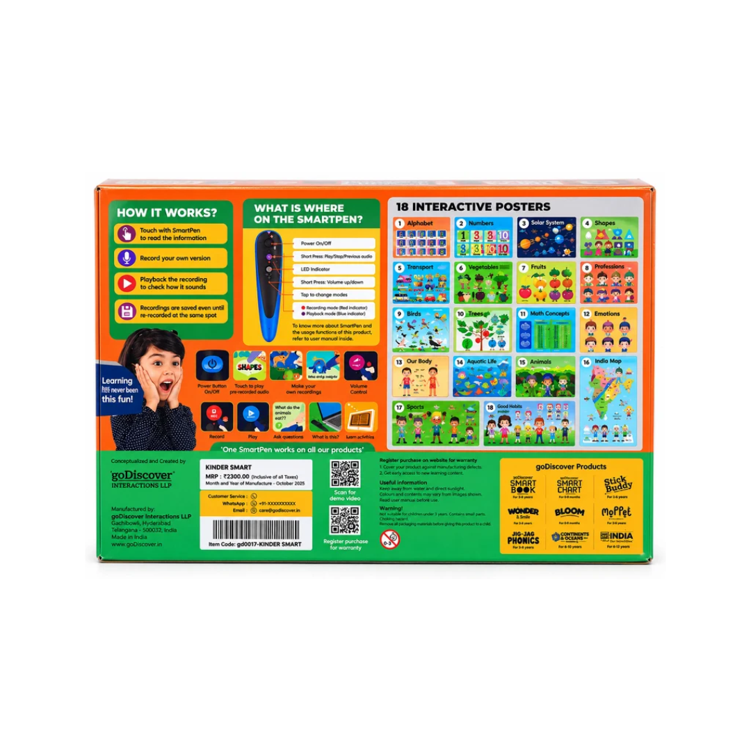 goDiscover KinderSmart Interactive Learning Series – 18 Early Learning Posters with SmartPen | 3–6 Years