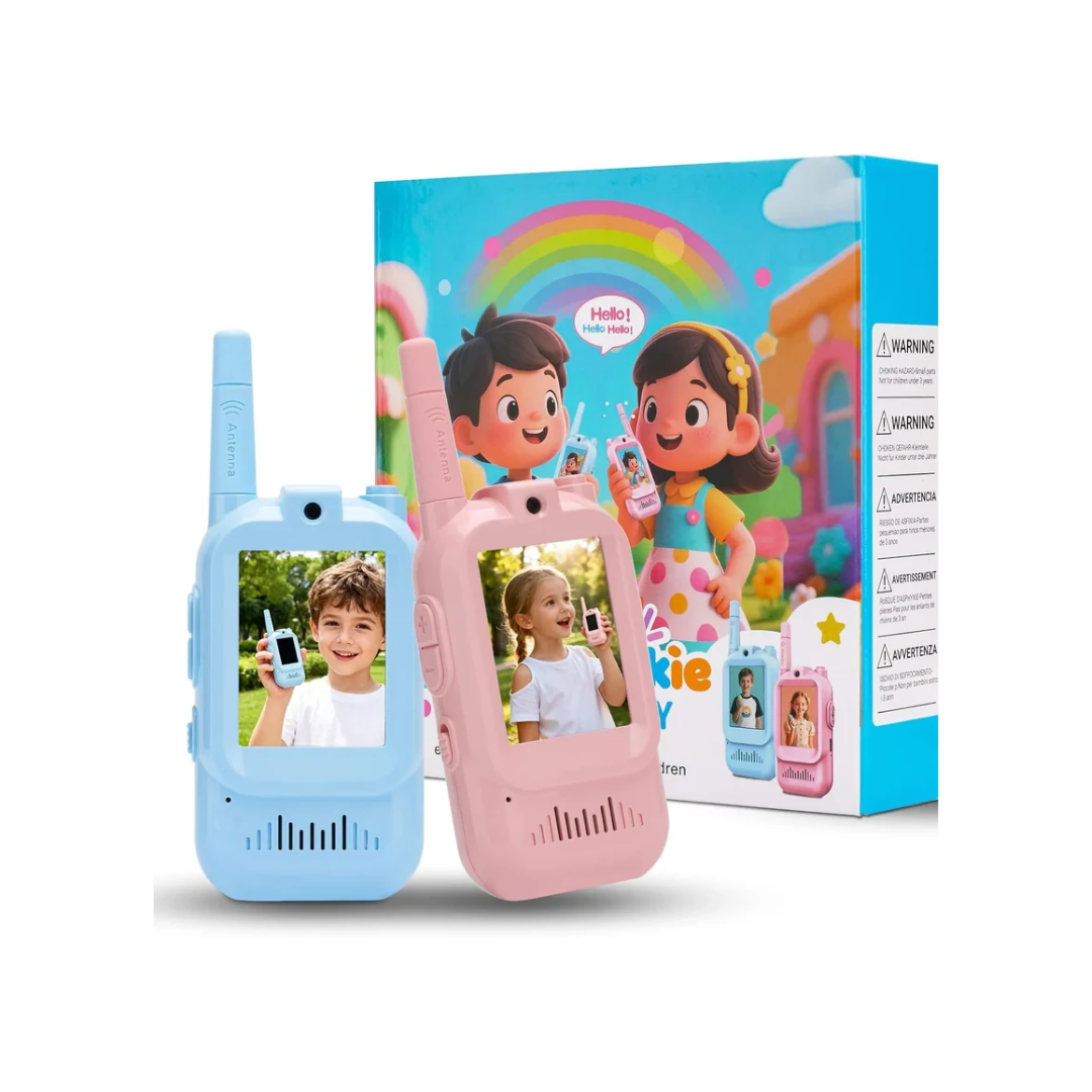 Kids Video Call Walkie Talkie Toy Set with Photo Display – Blue & Pink