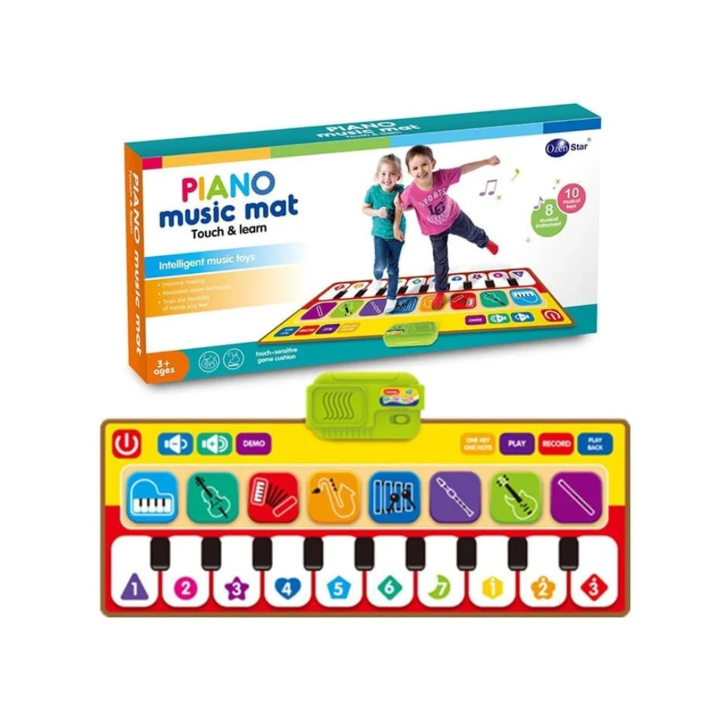 Piano Music Mat for Kids – Touch & Learn Musical Play Mat with 10 Musical Keys & 8 Instrument Sounds, 3+ Years
