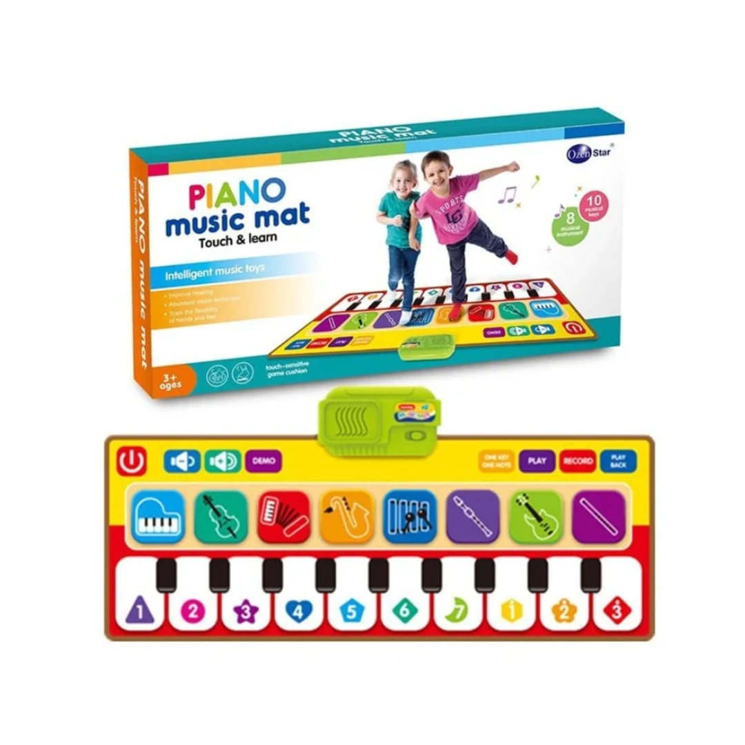 Piano Music Mat for Kids – Touch & Learn Musical Play Mat with 10 Musical Keys & 8 Instrument Sounds, 3+ Years