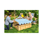 Plum Wooden Sandpit with Adjustable Canopy & Benches | Outdoor Kids Sandbox with Sun Shade | 18 Months+