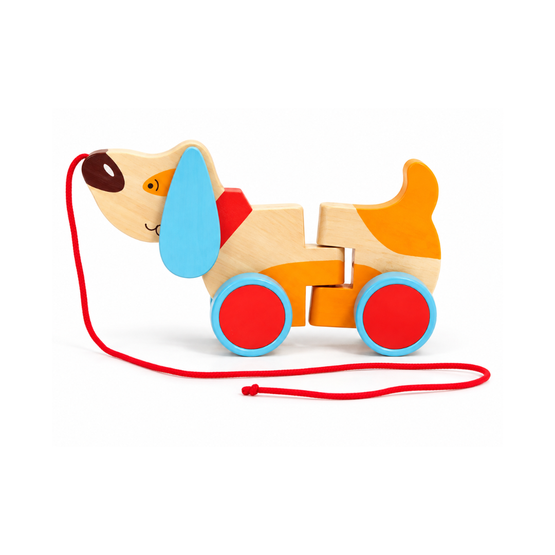 Shumee Wooden Dog Pull Along Toy - Bruno (1 Years+)
