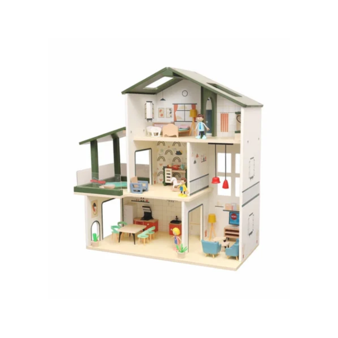 Open Ended Wooden Dollhouse Modern Villa