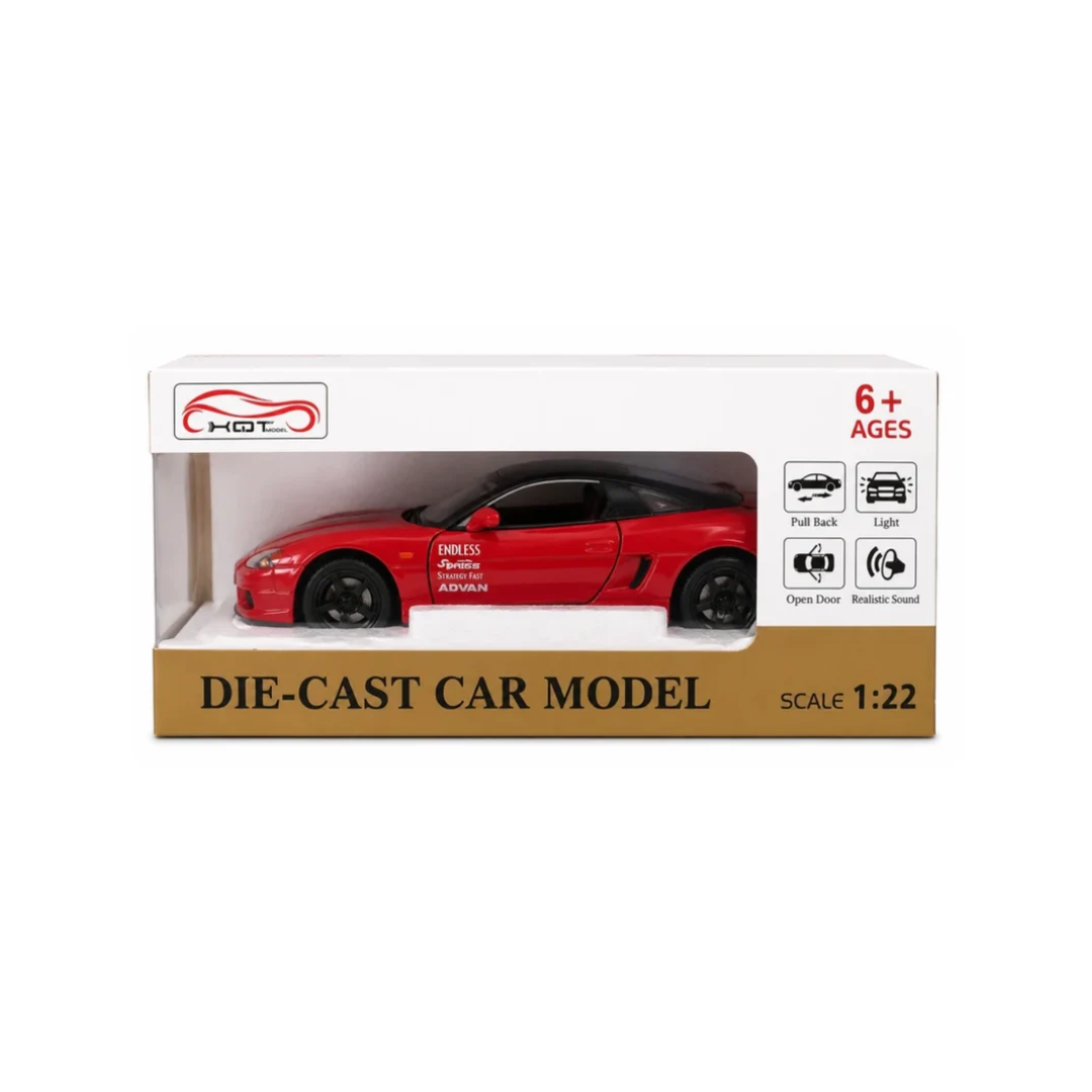 1:22 Die-Cast Sports Car Model with Light, Sound & Open Doors – Red