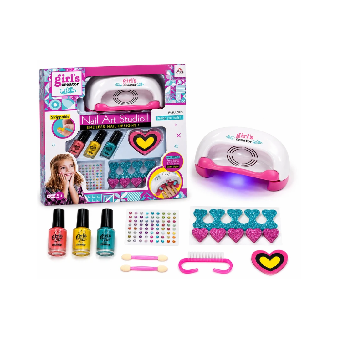 Nail Art Studio Kit for Girls – Nail Polish, Nail Stickers, Glitter & Nail Dryer  5+ Years
