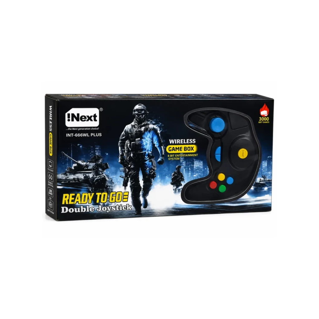 iNext INT-666WL Plus Wireless Game Box – 3000 Built-in 8-Bit Games with Double Joystick