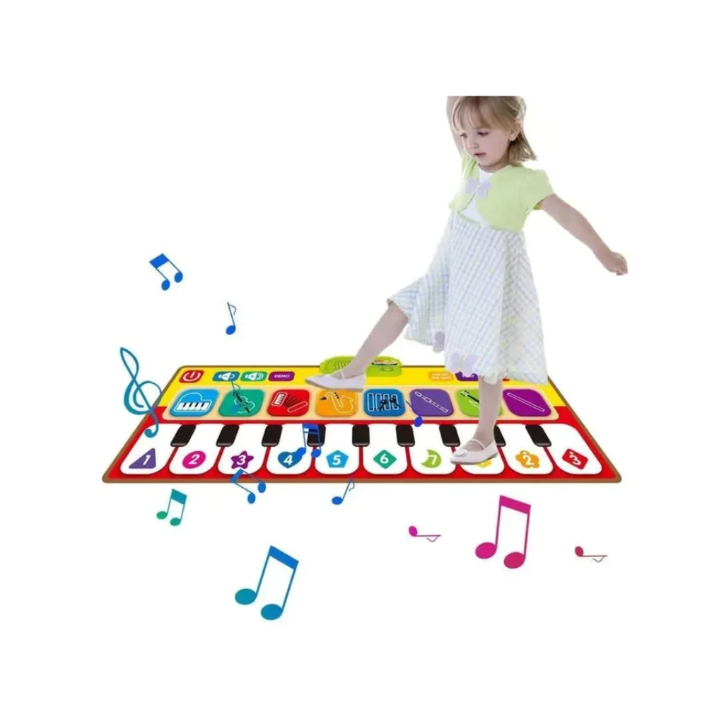 Piano Music Mat for Kids – Touch & Learn Musical Play Mat with 10 Musical Keys & 8 Instrument Sounds, 3+ Years