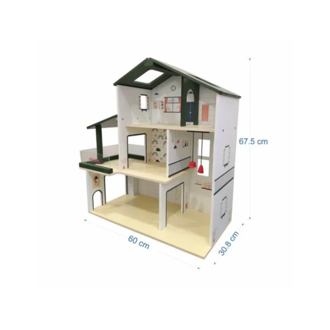 Open Ended Wooden Dollhouse Modern Villa