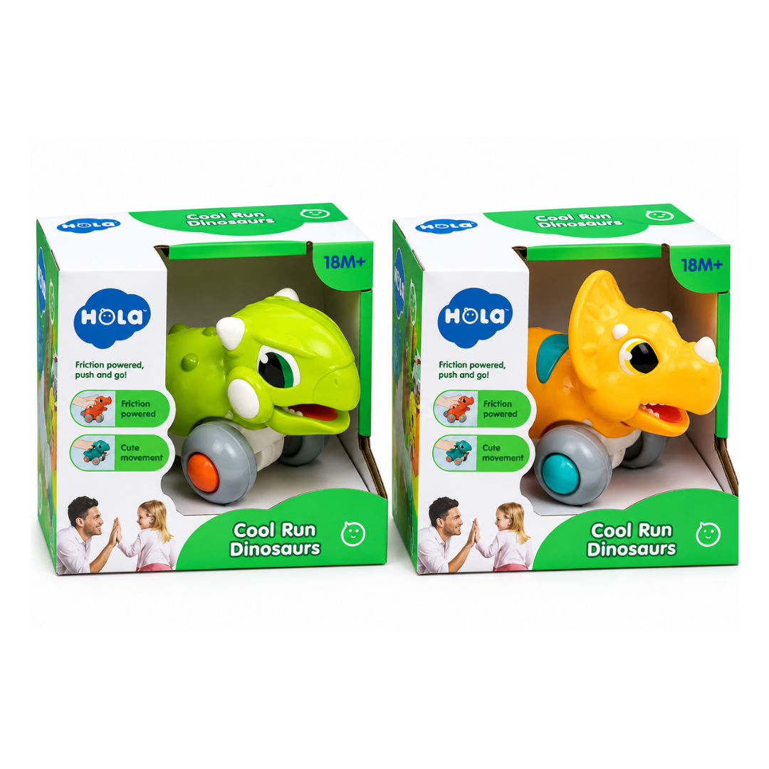 Hola Cool Run Dinosaur Friction Powered Push & Go Dinosaur for Kids Cute Walking Dinosaur Toy Assorted Color