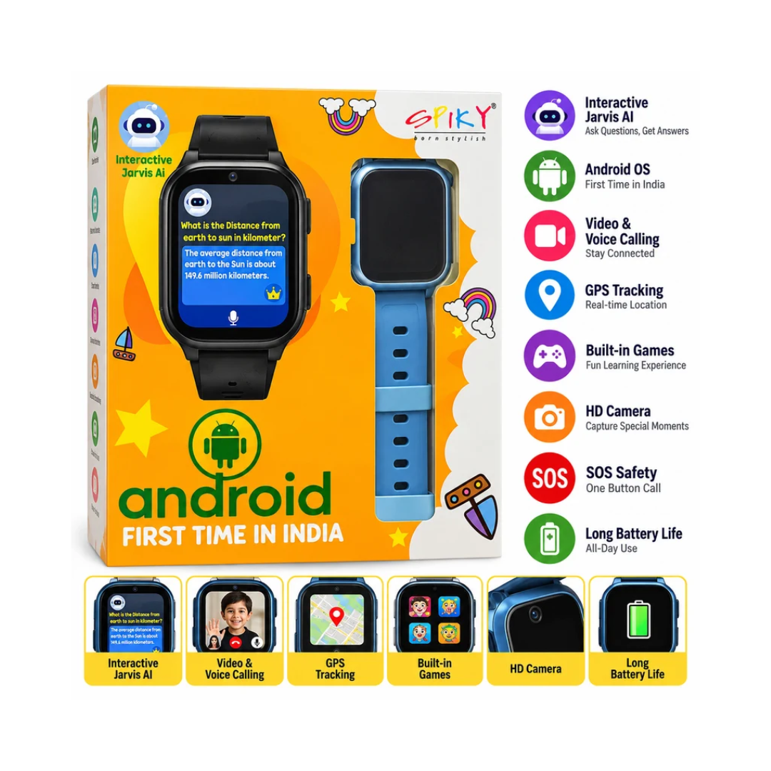Spiky Chimera Kids Android Smartwatch | Video Calling, GPS & AI Blue