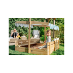 Plum Wooden Sandpit with Adjustable Canopy & Benches | Outdoor Kids Sandbox with Sun Shade | 18 Months+