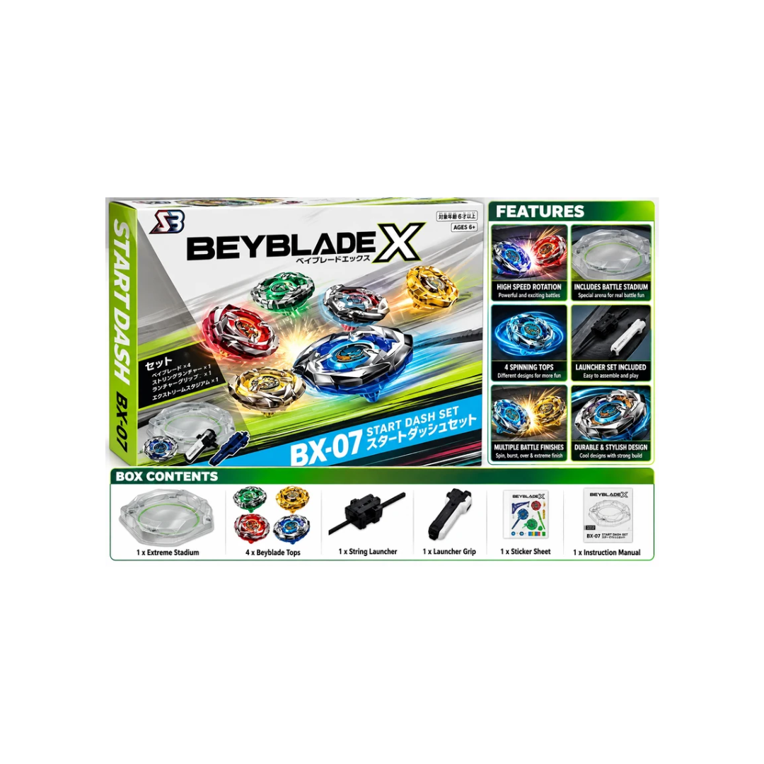 Beyblade X BX-07 Start Dash Battle Set with Stadium, Launcher & Grip | Ages 6+