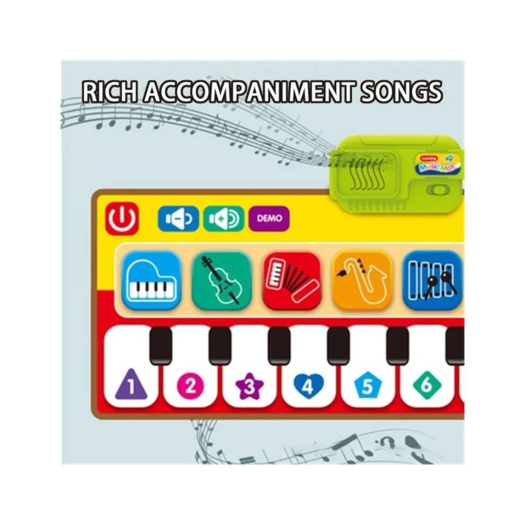 Piano Music Mat for Kids – Touch & Learn Musical Play Mat with 10 Musical Keys & 8 Instrument Sounds, 3+ Years