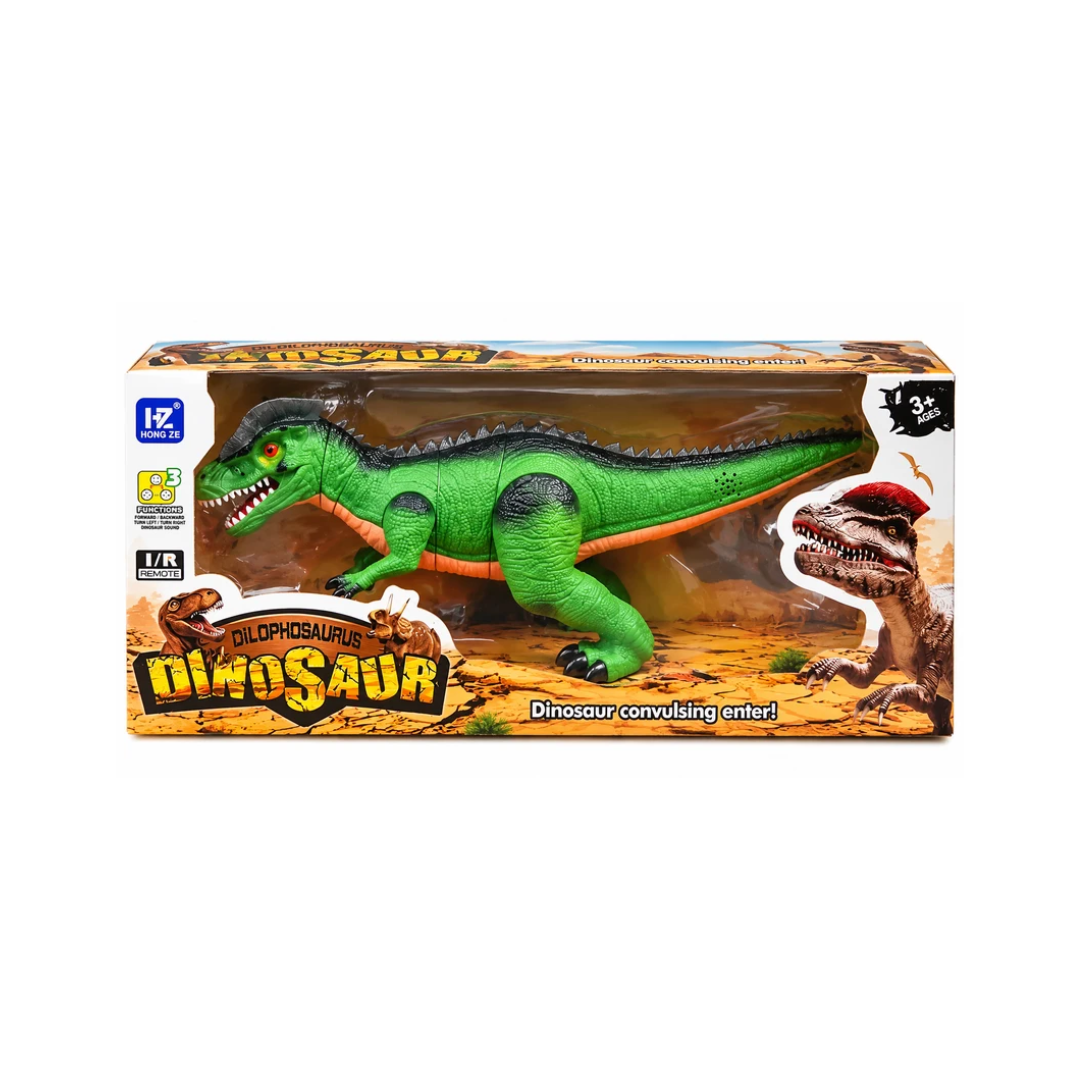 Hong Ze Dilophosaurus Remote Control Dinosaur Toy | Realistic Walking RC Dinosaur | 3+ Years