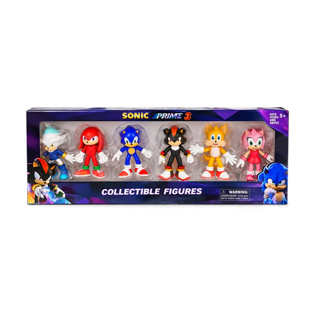 Sonic Prime 3 Collectible Figures – 6-Piece Sonic Character Action Figure Set