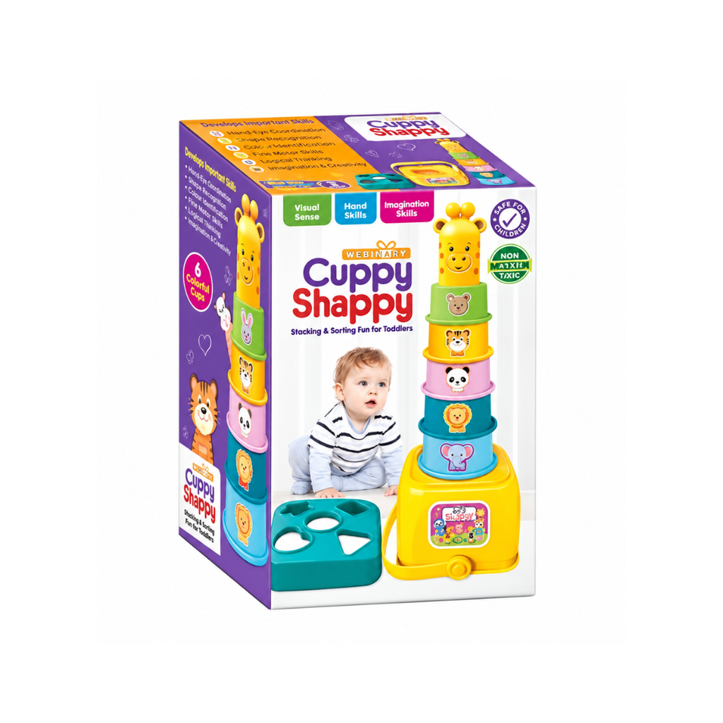 Toymate Cuppy Shappy- All in 1 Sorting Stacking Nesting Cups Shapes&Color Toy