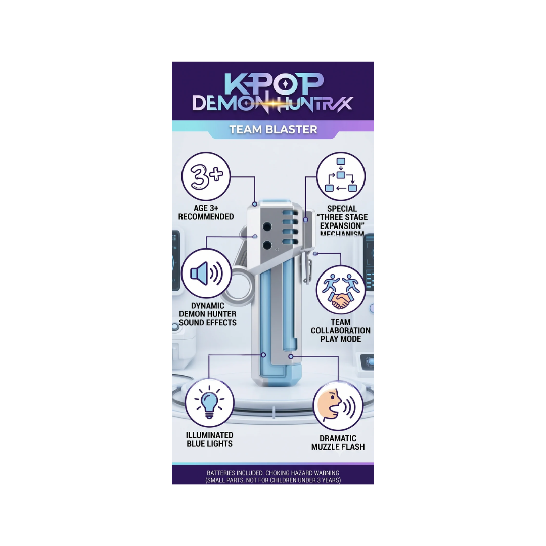 K-Pop Demon Huntrix 3-Stage Expanding Toy Blaster for Kids 3+