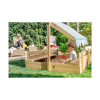 Plum Wooden Sandpit with Adjustable Canopy & Benches | Outdoor Kids Sandbox with Sun Shade | 18 Months+