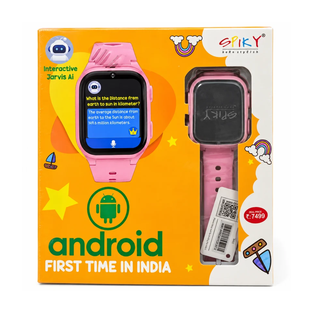 Spiky Chimera Kids Android Smartwatch | Jarvis AI, Video Calling & GPS – Pink