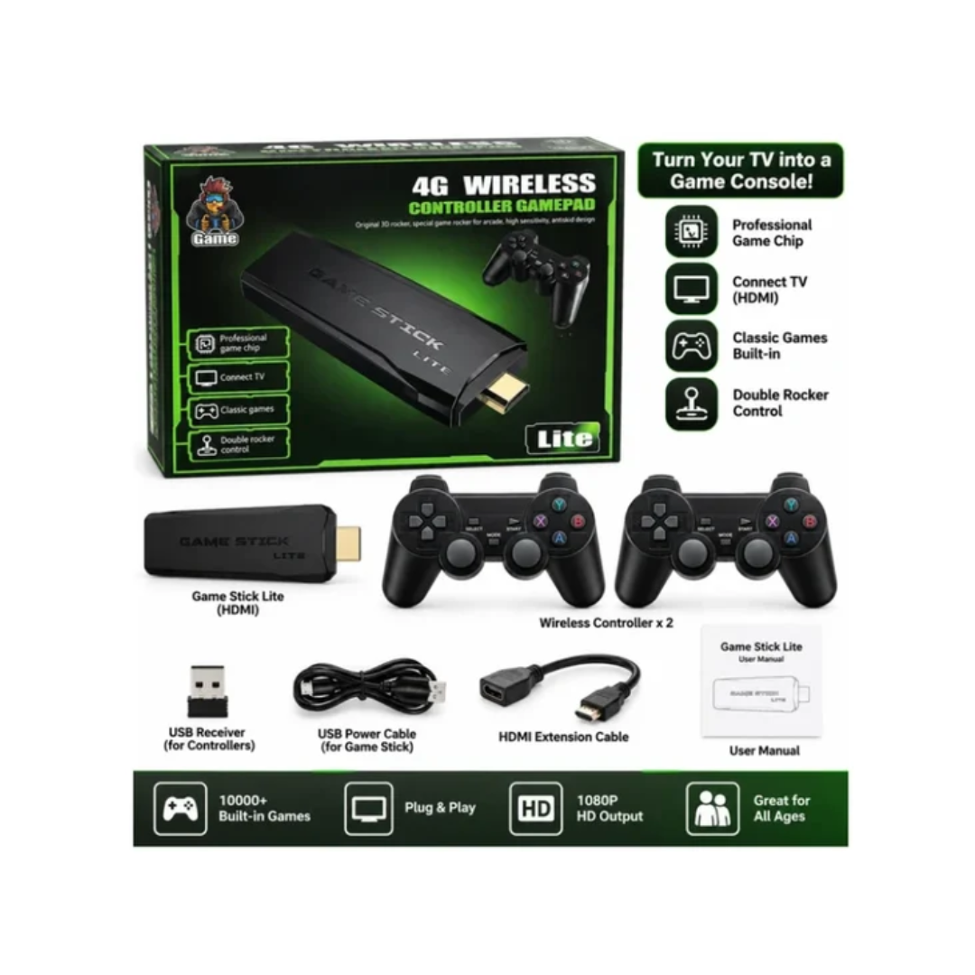 AD300 2.4G Wireless Video Game Console Lite with Dual Controllers – TV Gaming Stick
