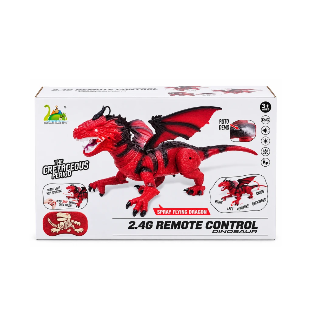 2.4G Remote Control Flying Dragon Dinosaur Toy with Spray Mist, Lights & Sound Assorted Color