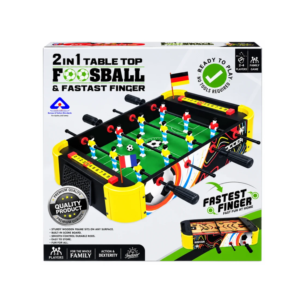 Itoys 2-in-1 Table Top Foosball & Fastest Finger Game for Kids & Family Indoor Football Game