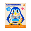 Penguin Busy Board Intelligence Game for Kids Ages 3+ | Montessori Wooden Activity Board with Locks, Gears, Clock & Fine Motor Skill Learning Activities