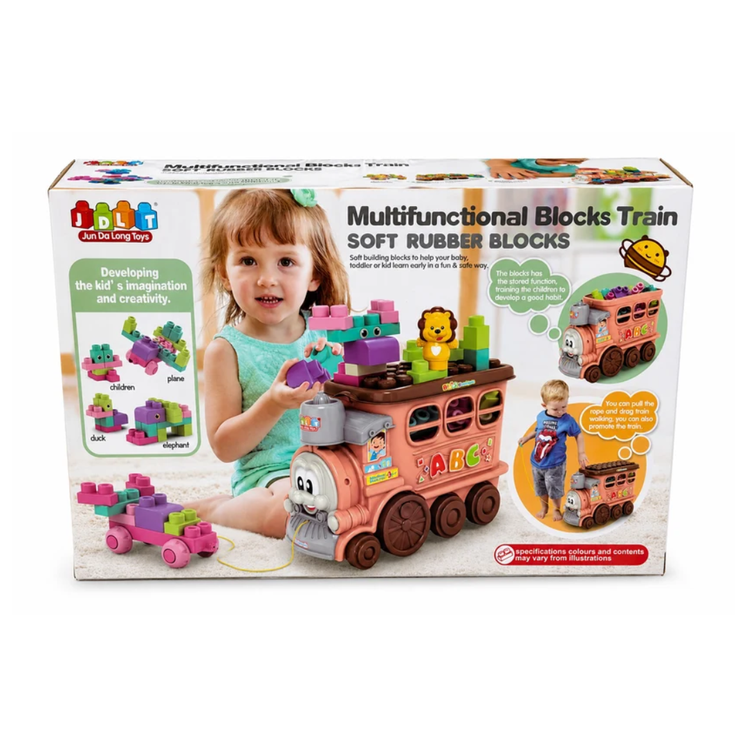 JDLT Multifunctional Blocks Train Game 2-in-1 Soft Rubber Building Blocks Set for Toddlers (23 Pieces)
