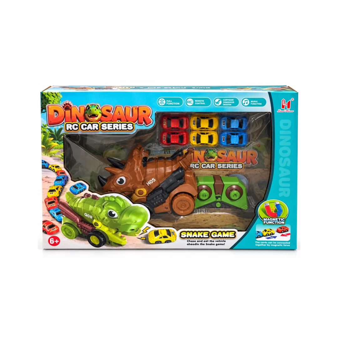 Dinosaur Remote Control Car Series with Remote Control, Music Function & Magnetic Snake Game, 6 Years+